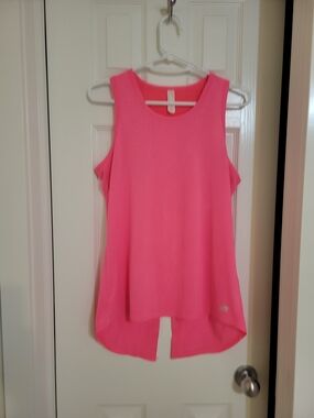 Marika Neon Pink High-Low Athletic Tank Top Size L